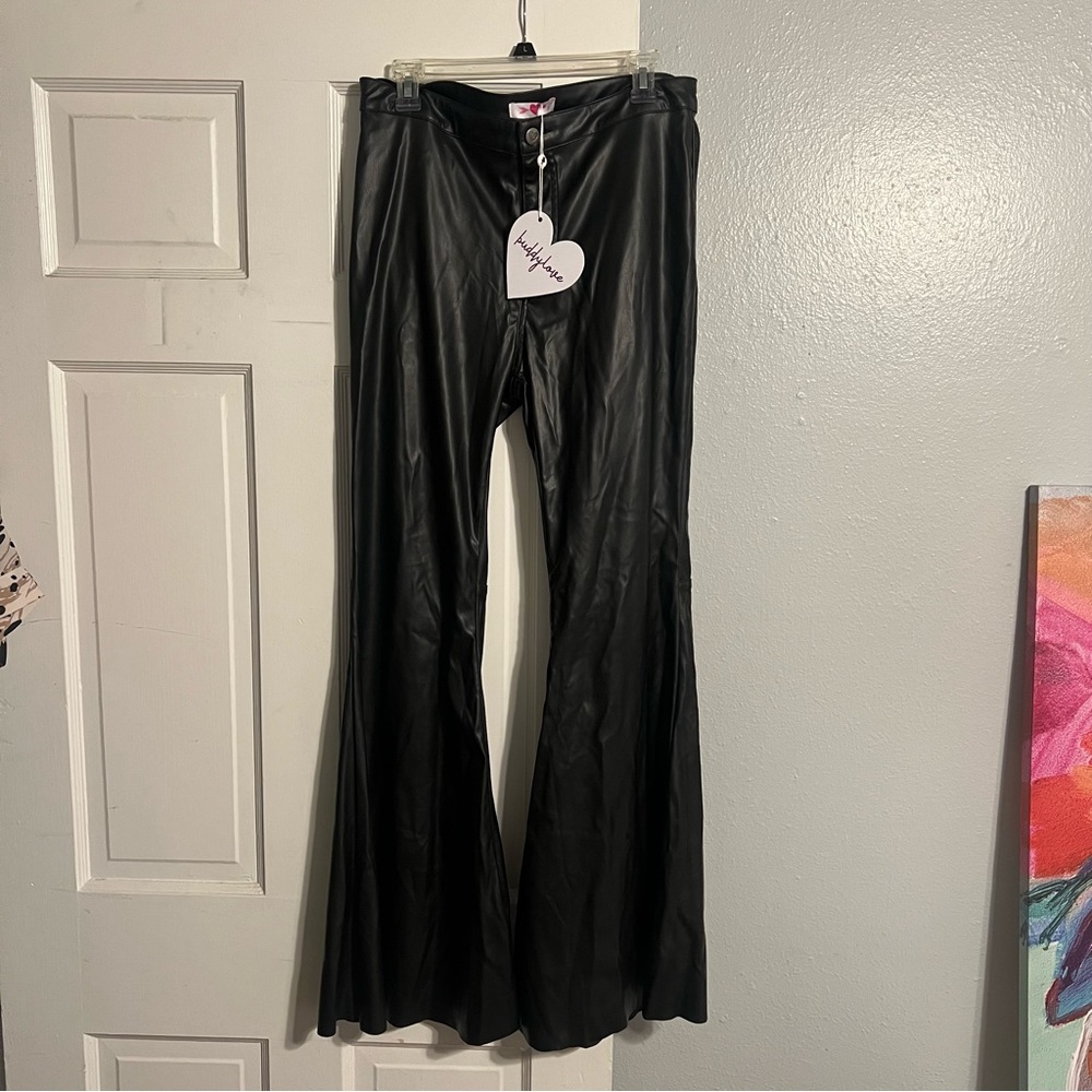 BuddyLove Simpson High Waisted Vegan Leather Flare Pants